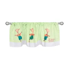 Everyday Kids Llama Llama Window Valance &ndash; Spring Green Gingham with Plaid Border, 60x15&rdquo; for Baby, Toddler, and Preschool Boys & Girls