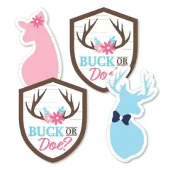 Big Dot of Happiness Buck or Doe - Badge, Buck, and Doe Decorations DIY Hunting Gender Reveal Party Essentials - Set of 20