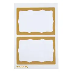 SICURIX Adhesive Badges, Gold Border, 100 Per Pack, 6 Packs