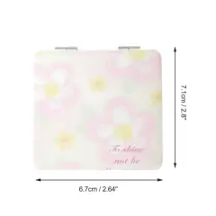 Unique Bargains Durable Square Shape Handheld Mirror for Travel Pink 1 Pc