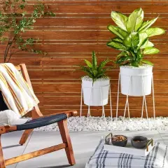 Powder-Coated Metal Planter White - Hearth & Hand&trade; with Magnolia