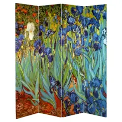 Van Gogh Fine Art Double Sided Room Divider Starry Night and Irises - Oriental Furniture