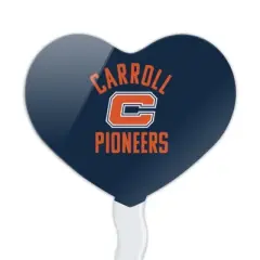 Carroll University Pioneers Logo Heart Love Cupcake Picks Toppers Decoration Set of 6