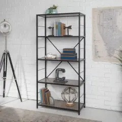 63" 4 Shelf Industrial Transitional Tall Bookshelf - Saracina Home
