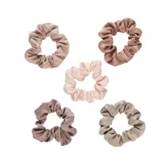 sc&uuml;nci Classic Comfort Mini Satin Scrunchies - Pinks/Tans - All Hair - 5pcs