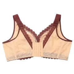 Agnes Orinda Women Plus Wirefree 5-Hook Sheer  Lace Trim Adjustable Straps Comfort Bra