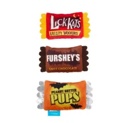 BARK Afraid of the Bark Halloween Trick-Or-Squeaks Candy Food Shaped Plush Dog Toy