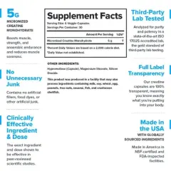 Creatine Capsules Micronized Creatine Monohydrate Supplement - 30 Servings