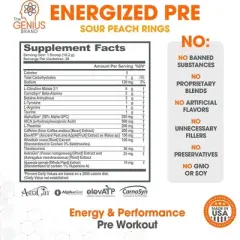 Genius Energized Pre Sour Peach Ring 20 serv