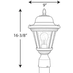 Progress Lighting Westport 1-Light Outdoor Post Lantern, Antique Bronze, Clear Seeded Glass Shade