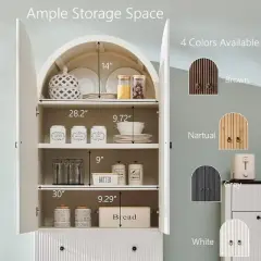 SinCiDo Arched Cabinet, 71" High Pantry Cabinet, with Adjustable Shelves and 2 Large Drawers, Cabinet, for Living Room, Bathroom, Kitchen