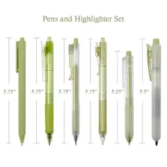 Wrapables Retractable Rollerball Pens and Highlighter Set, 0.5mm Black Gel Ink Pens for Home, Office, School (Set of 6)
