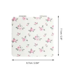 Unique Bargains Women Square Shape Handheld Mirror for Travel Pink White 1 Pc