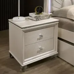 Fosset 2 Drawer Acrylic Legs Nightstand Pearl White - HOMES: Inside + Out