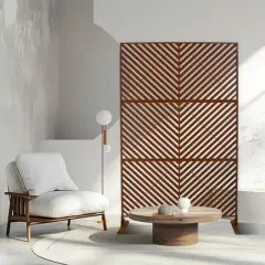 DSVIMOY Outdoor & Indoor Privacy Screen, Freestanding Decorative Privacy Screen for Deck Balcony Patio, Rust Red, 48"*76"*16"