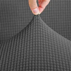 Home Mart Goods Grey 3-Piece Set 4-Way Stretch Ruffled Skirt Slipcover Sofa Loveseat & Armchair Cover Protector