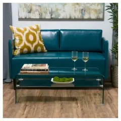 Ramona Glass Rectangle Coffee Table w/ Shelf Clear - Christopher Knight Home