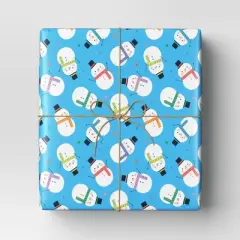 40" 125 sq ft Christmas Roll Wrap Snowmen on Light Blue - Wondershop&trade;