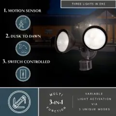 VAXCEL Motion Sensor Dusk to Dawn Outdoor Security Flood Light - 180 Degree Range - 70 Ft.