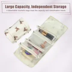 Unique Bargains Teddy Bear Style 4 in 1 Detachable Hanging Roll Up Travel Makeup Bags and Organizers White Brown