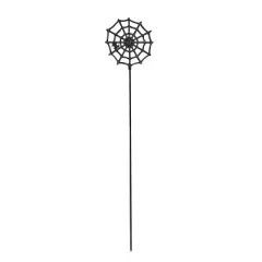 Transpac Metal Spider Web Yard Stake Decorative Halloween Garden Stake for Outdoor and Tabletop Use