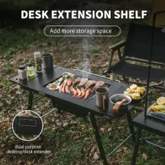 Naturehike Portable IGT Table with Charcoal Grill, Folding Camping Table and BBQ Grill with Desk Extension & Lantern Stand
