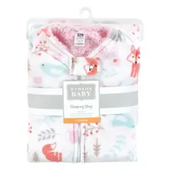 Hudson Baby Infant Girl Mink with Faux Shearling Inner Sleeping Bag, Sack, Blanket, Girl Woodland