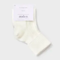 Women's Cable Turn-Cuff Super Soft Ankle Boot Socks - Auden&trade; Ivory 4-10