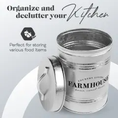 Amici Home Farmhouse Galvanized Metal Canister - 76 Oz. Ribbed Dry Goods Storage Jar with Lid Handle and Tight Seal, Rustic Food Storage Container