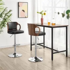 Yaheetech Bar Counter Stool Height Adjustable Faux Leather for Kitchen Counter Home Bar Pub