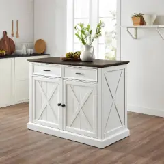 Clifton Kitchen Island Distressed White/Brown - Crosley