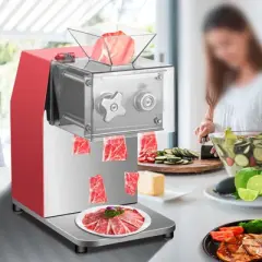 VEVOR Commercial Meat Cutting Machine, 551 Lbs/H 850W Meat Shredding Machine, 3.5mm Blade, Stainless Steel Restaurant Food Cutter, Red