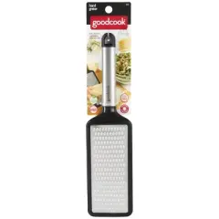 GoodCook Ready Fine Grater: Stainless Steel Flat Cheese Grater, Dishwasher-Safe, Black, 10.23" Height