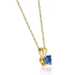 Pompeii3 Women's 1/2ct Blue Heart Shape Sapphire Pendent Yellow Gold 18" Chain Necklace