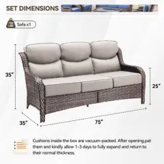 Gymojoy Outdoor Wicker Sofa PE Rattan Patio Couch Sofa for Garden