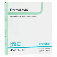 DermaLevin Adhesive with Border Foam Dressing, 6 x 6 Inch