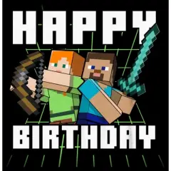 Boy's Minecraft Happy Birthday Steve and Alex T-Shirt