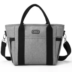 Insulated Cooler Bag Gray with Thermal Foam Insulation Reusable Grocery Bag Transport Cold Or Hot Food Apply to Delivery Bag, Travel Picnic Cooler