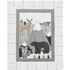 Sweet Jojo Designs Boy, Girl, Unisex/Gender Neutral Toddler Bedding Set Woodland Friends Grey and White 5pc