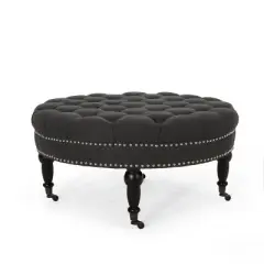 Cimarron Contemporary Round Ottoman with Rolling Casters - Christopher Knight Home