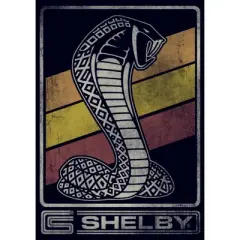 Women's Shelby Cobra Distressed Retro Striped Logo T-Shirt