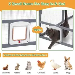 Sandinrayli Extra Large Catio Outdoor Cat Enclosure, 110" Large Walk-in Outdoor Cat Run for Multiple Cats