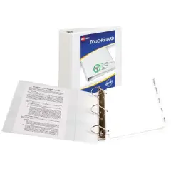 Avery TouchGuard Protection View 3 Ring Binder, Clear View Cover, 4" Slant Rings, 1 White Binder (17145)