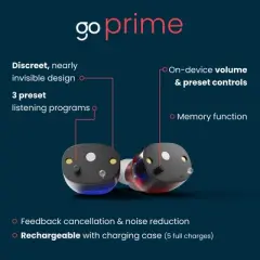 Go Prime Digital OTC Hearing Aids for Seniors and Adults, In-the-Ear Rechargeable Hearing Aids Includes Rechargeable Hearing Aid Case (Black)