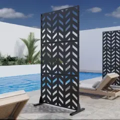 PexFix 72 in. H x 35 in. W Outdoor Metal Privacy Screen Garden Fence Arrow Pattern Wall Applique in Black