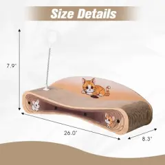 2-in-1 Reversible Cardboard Cat Scratcher Bed and Lounger, Durable Curved Scratching Pad for Indoor Cats