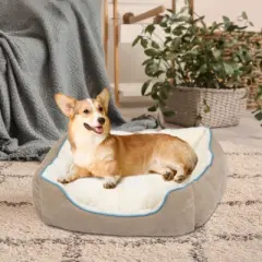 PureWags Dog Bed with Removable Mat, Washable Pet Bed with Anti-Slip Base for Small Dogs and Cats, Indoor Rectangle Bed