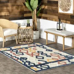 nuLOOM Aiko Geometric Moroccan Indoor/Outdoor Patio Area Rug