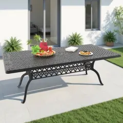 Cast Aluminum Patio Dining 82.68'' L x 41.34'' W Rectangular Table with a 1.88-inch Umbrella Hole