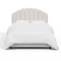 Queen Emma Shell Upholstered Bed White - Skyline Furniture